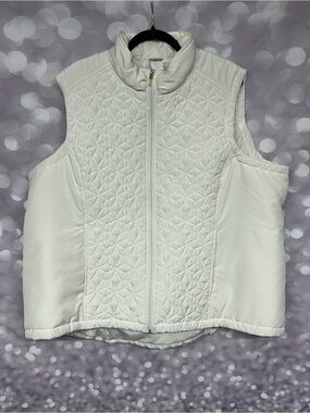 Just My Size Cream Zip-Up Quilted Vest Size 3X